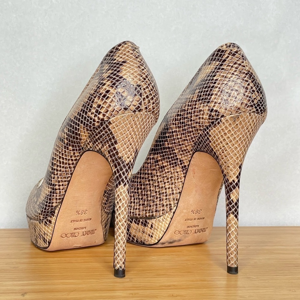 Jimmy Choo Dhalia stilletos 120mm black beige Python skin platform pumps EU38.5 - Picture 8 of 13